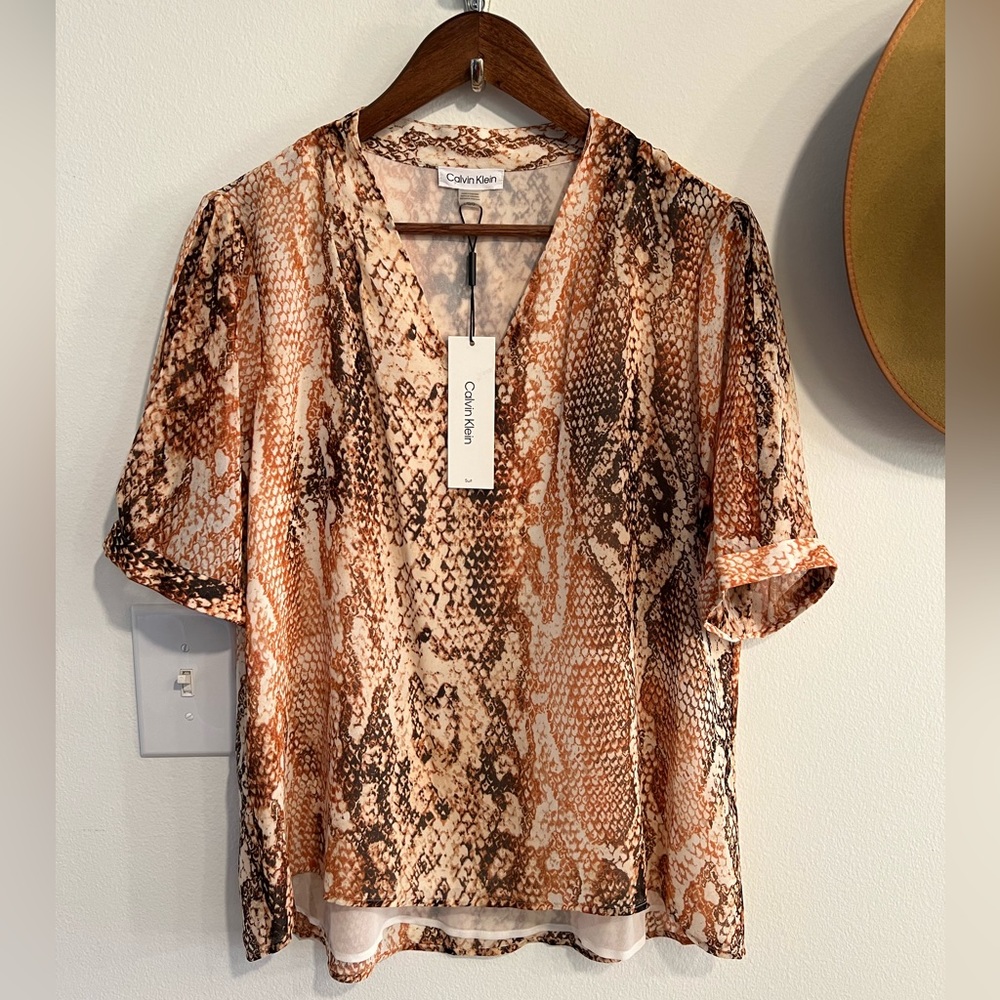 NWT Calvin Klein Snake Skin Blouse